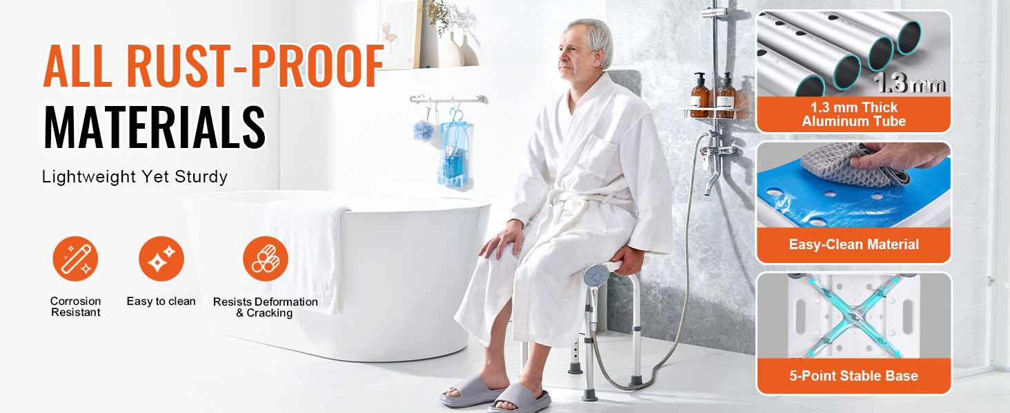Taburete de ducha, silla de ducha ajustable, herramienta médica libre  antideslizante banco de asiento de bañera Altura ajustable de 14 a 21