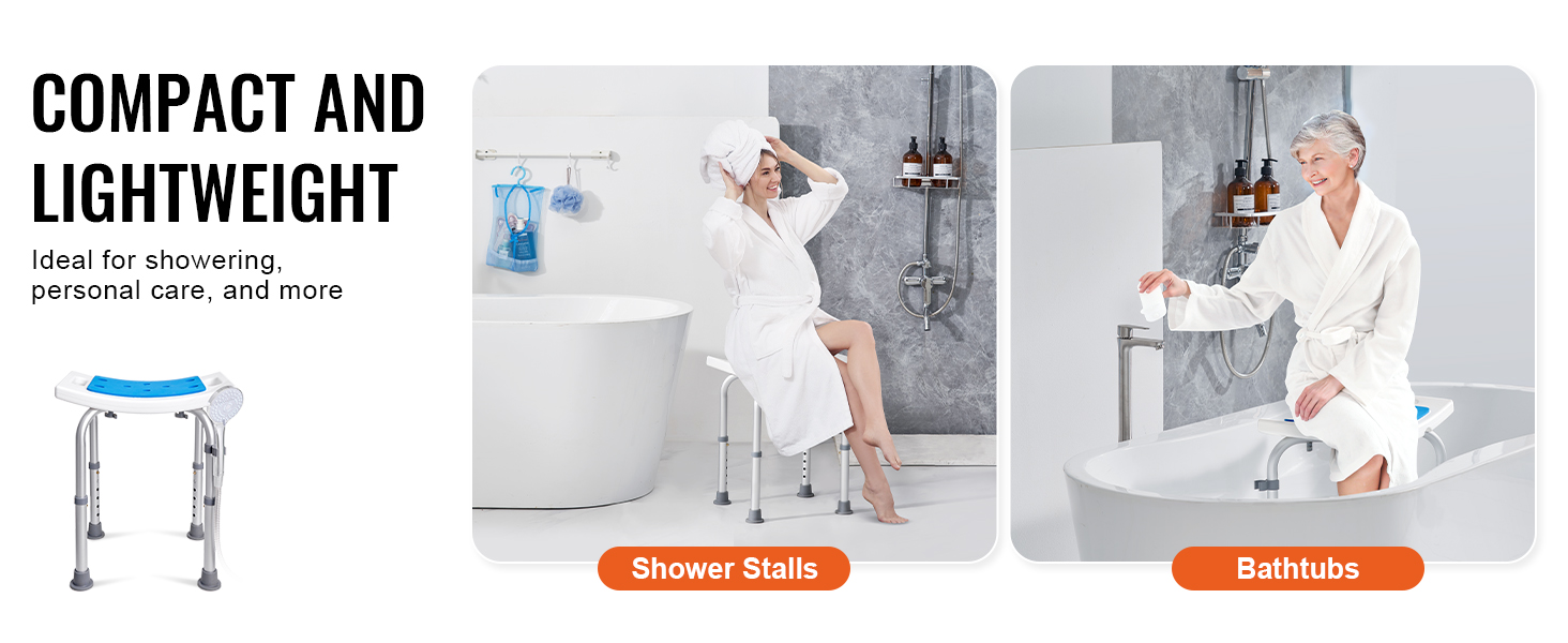 Silla de ducha 2 en 1 con respaldo extraíble, silla de ducha para ducha  interior y bañera, taburete de ducha ajustable para ancianos,  discapacitados