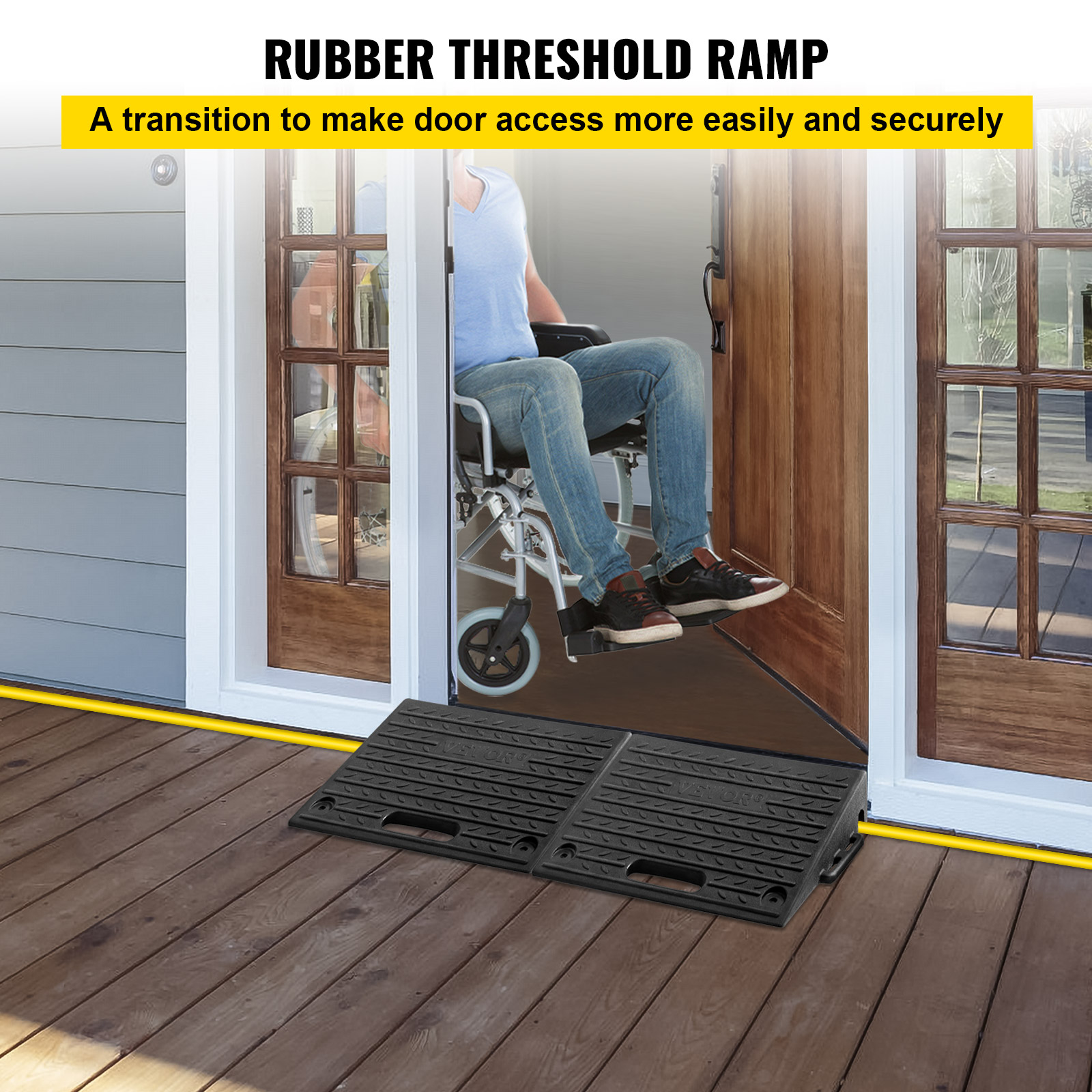 VEVOR Rubber Threshold Curb Ramp 1.5in-4 in Rise Wheelchair Scooters Access Ramp - Picture 99 of 109