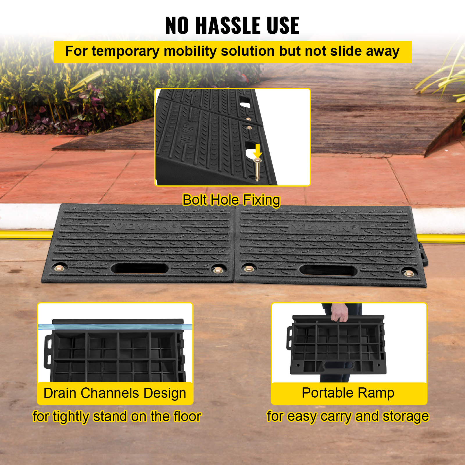VEVOR Rubber Threshold Curb Ramp 1.5in-4 in Rise Wheelchair Scooters Access Ramp - Picture 103 of 109