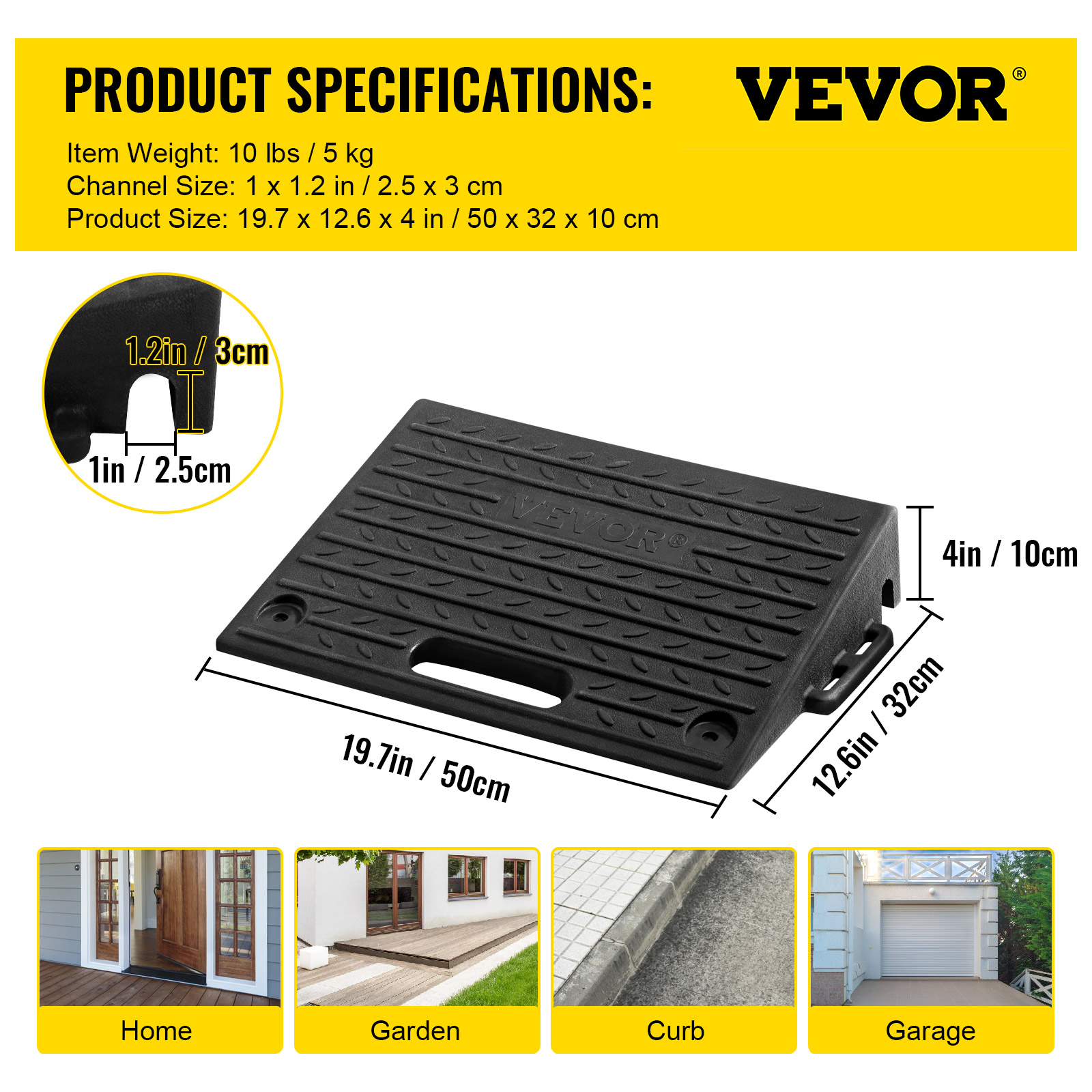 VEVOR Rubber Threshold Curb Ramp 1.5in-4 in Rise Wheelchair Scooters Access Ramp - Picture 104 of 109