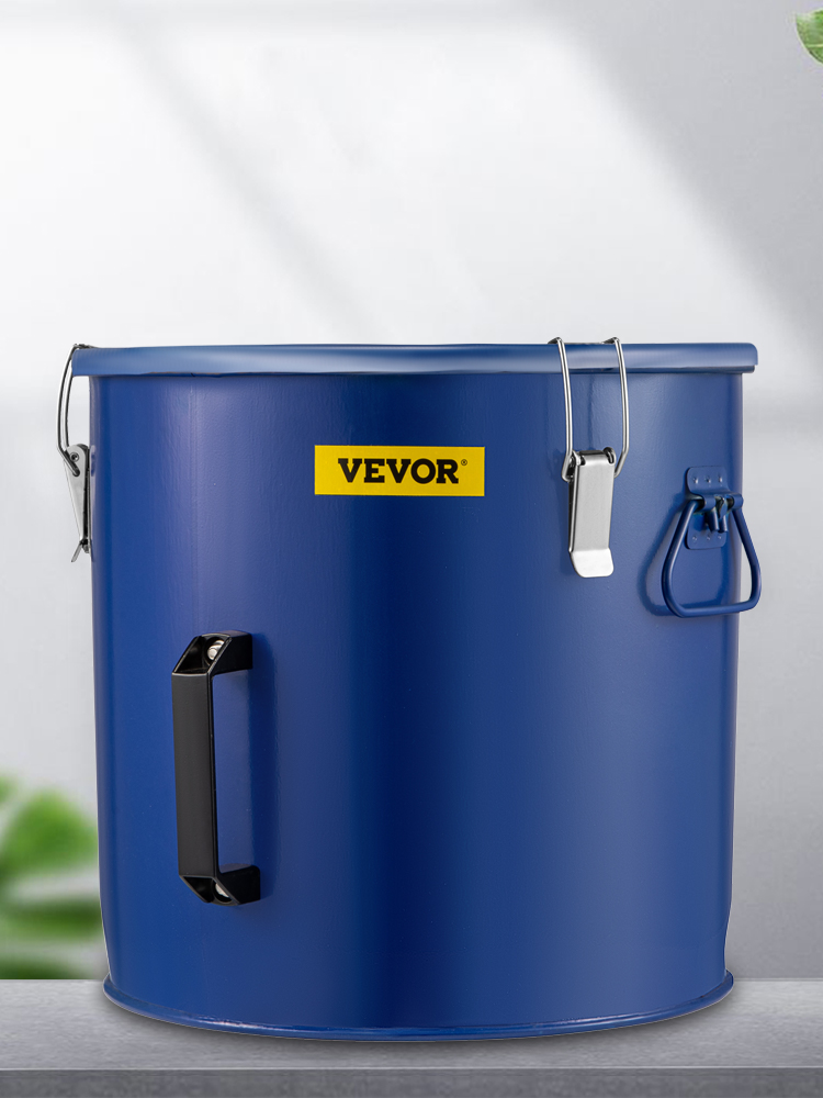 VEVOR Fryer Grease Bucket 10 Gal Oil Disposal Caddy Steel Fryer Oil Bucket w/Rust-proof Coating 37.9L Oil Transport Container w/Lid & Lock Clips Oil Caddy w/Filter Bag For Hot Cooking Oil Filtering 