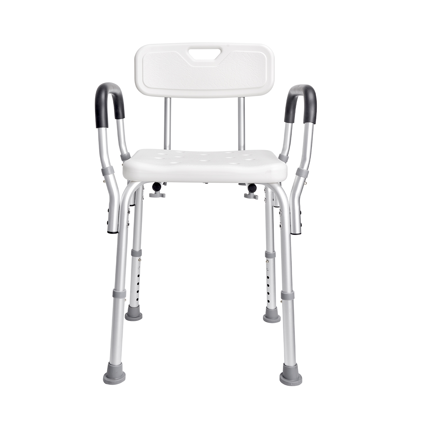 VEVOR Shower Chair Bath Bench Seat Stool with Back Arms Adjustable Height 350lbs