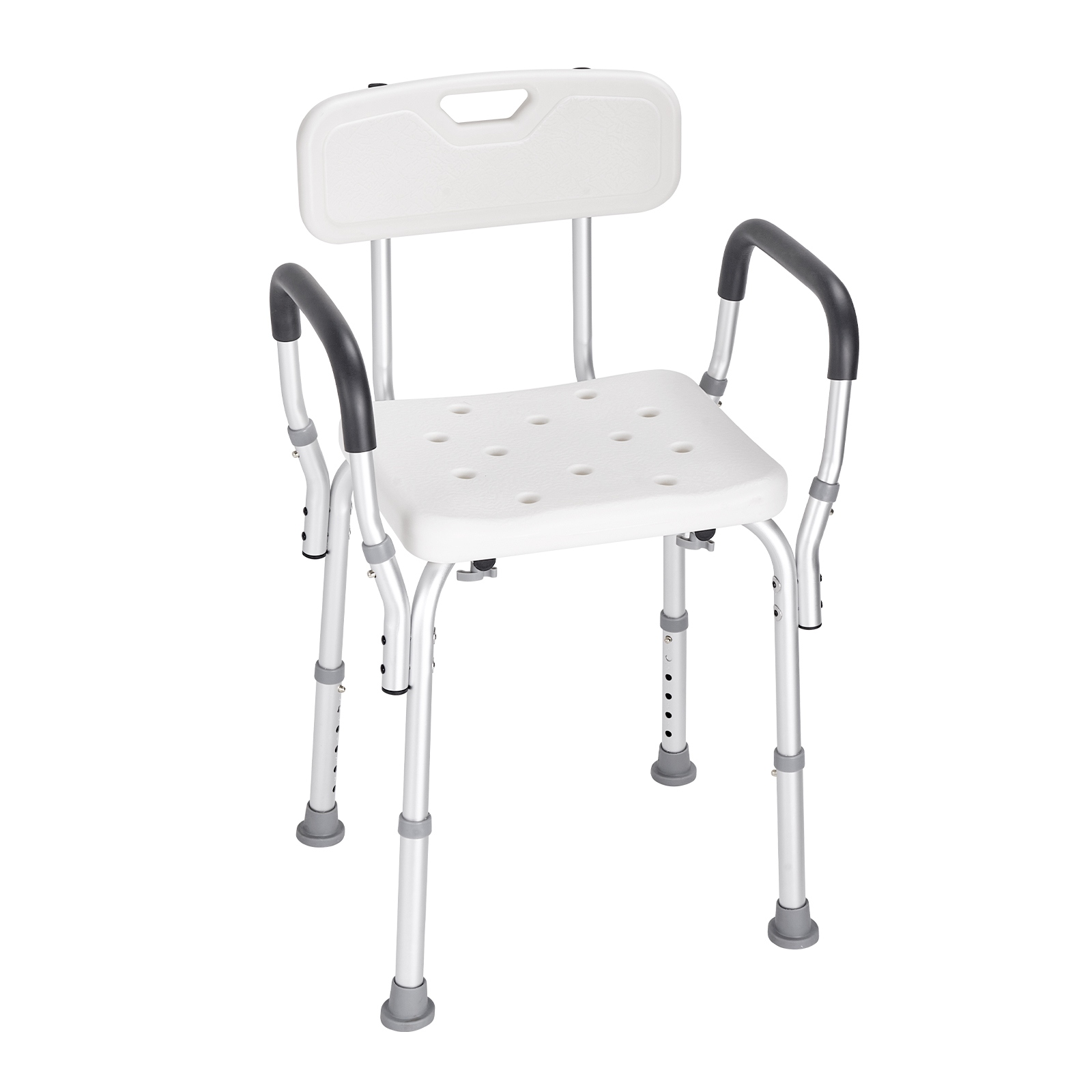 VEVOR Shower Chair Bath Bench Seat Stool with Back Arms Adjustable Height 350lbs