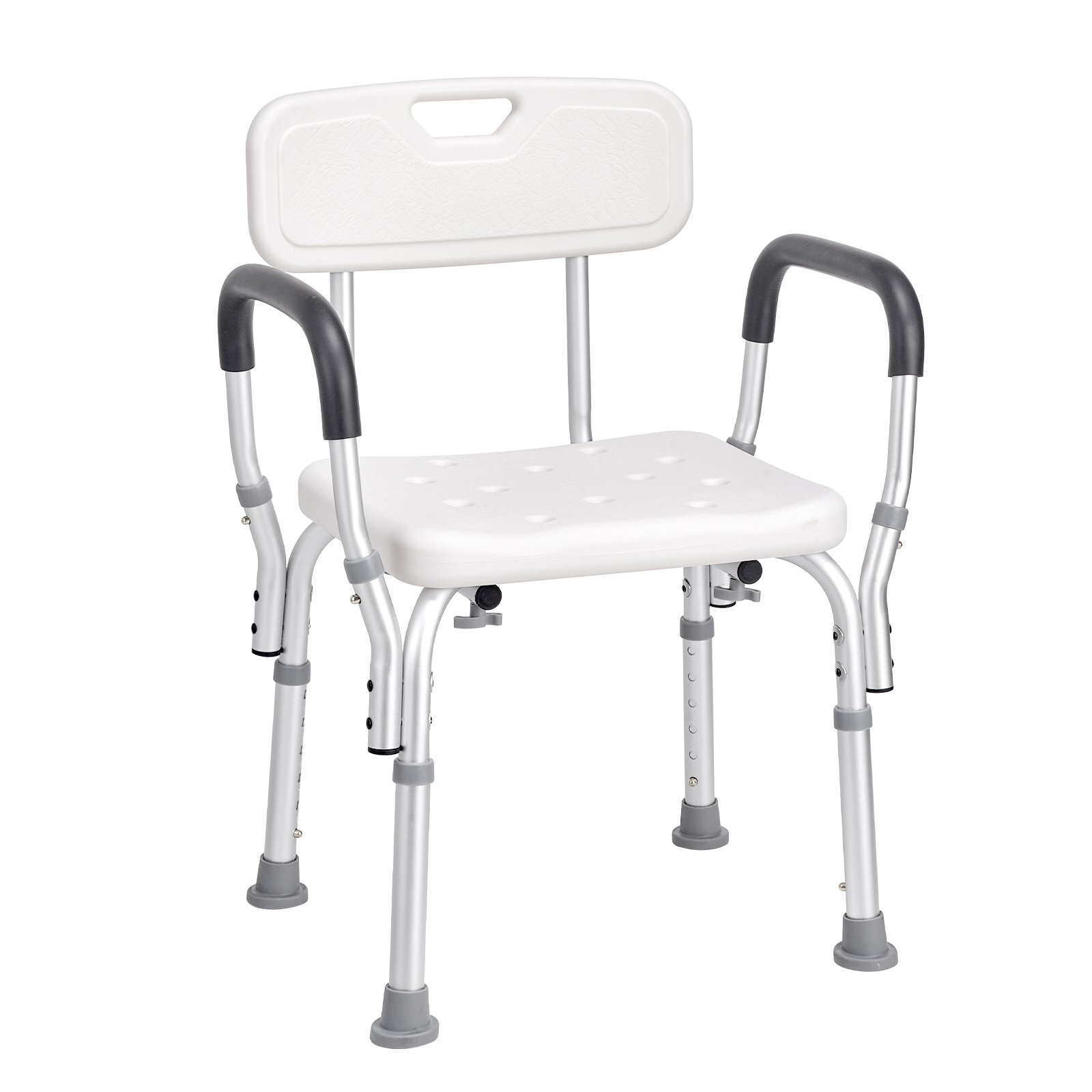 VEVOR Shower Chair Bath Bench Seat Stool with Back Arms Adjustable Height 350lbs