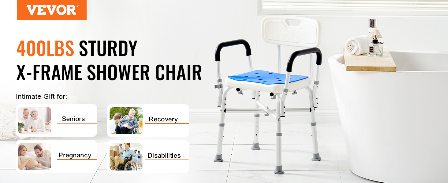 Adjustable Padded Shower Chair for Elderly and Disabled