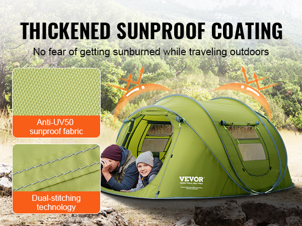 Tente de camping – Tente Pop-up pour 4 personnes – Imperméable/coupe-vent –  ​​Double