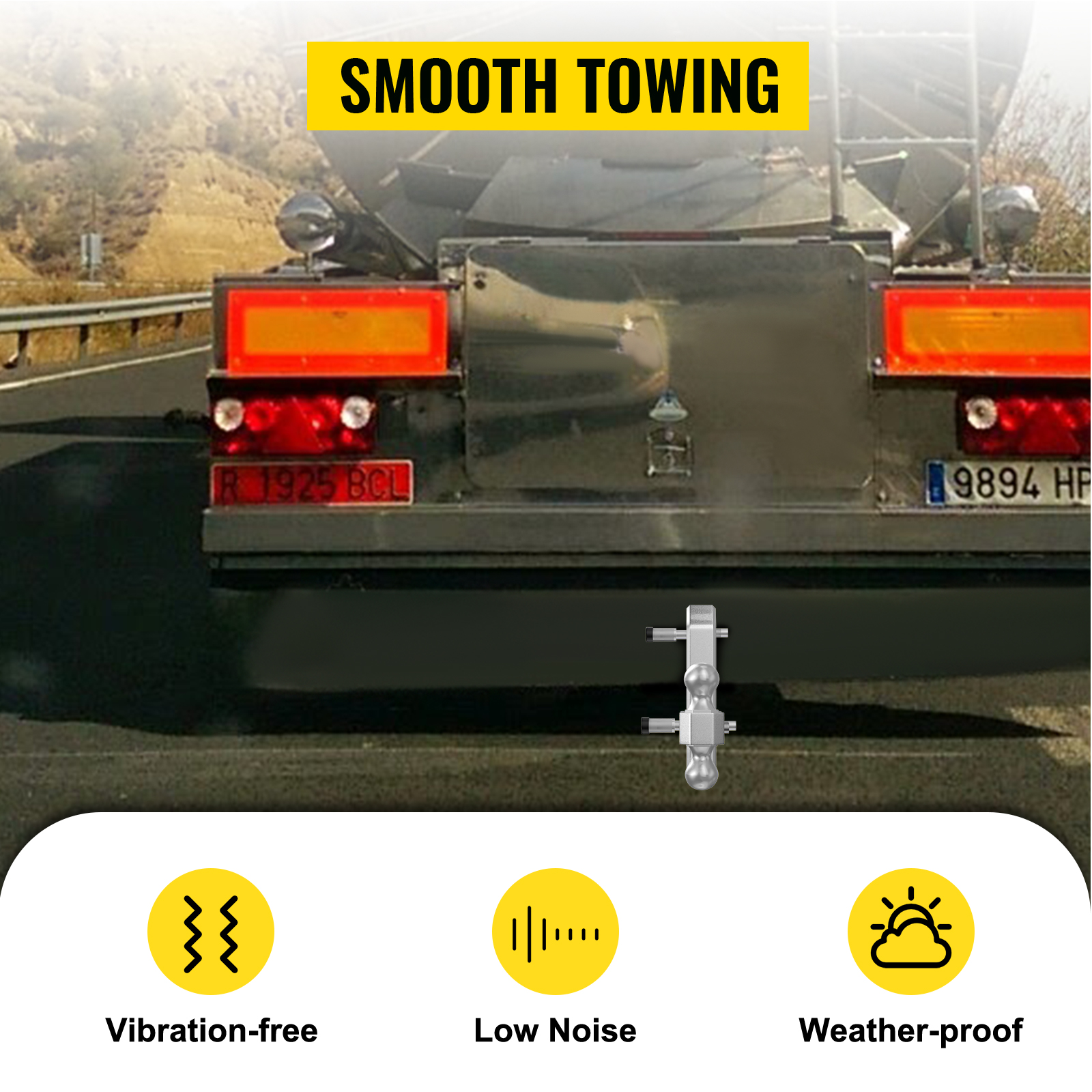 VEVOR Adjustable Trailer Hitch, Fits 2.5" Receiver, 8" Drop Ball Mount Hitch w/ Forged Aluminum Shank & Two Iron Balls, 12500 LBS Towing Capacity for Most Common Needs, Dual Locking Pins Included