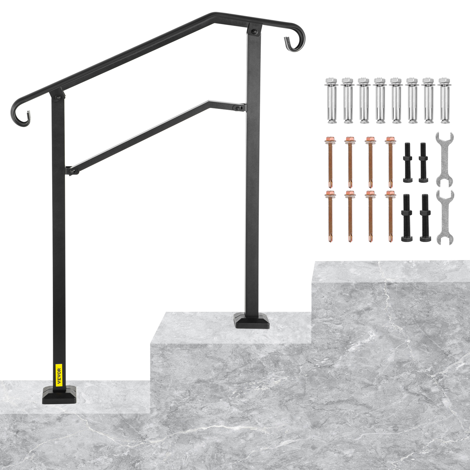 Railing Holder Handrail Barriers Stairs 2x White Metal Hand Rail Bracket 