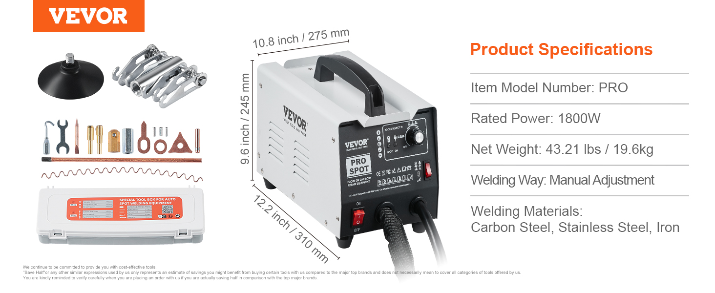 Spot Welding Dent Puller, 1.8KW, 7 Welding Modes