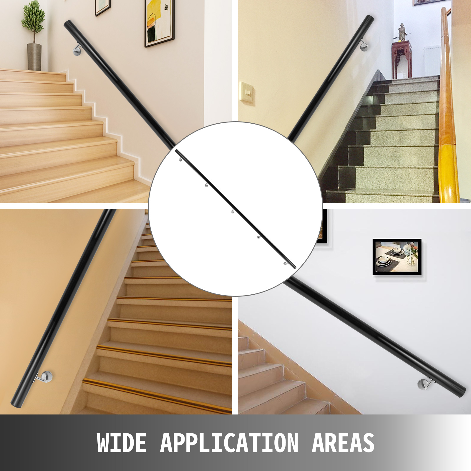 Stair Handrail, Stair Rail Aluminum Modern Handrail For Stairs 14ft ...