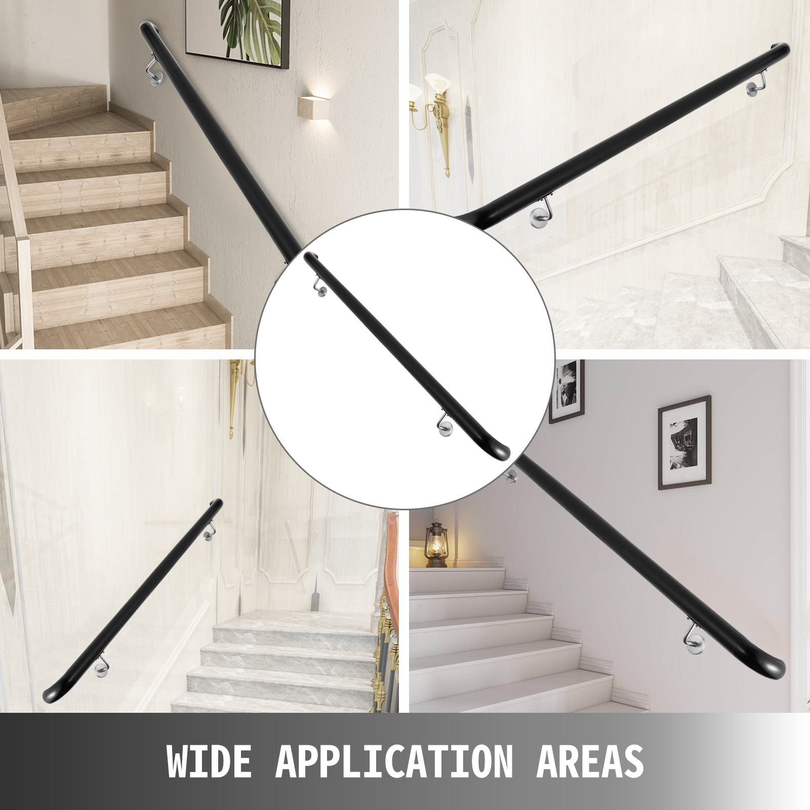 Wandhandlauf Aus Schmiedeeisen – 60 Cm, Schwarz, Rutschfest & Rostbeständig Für Treppen Innen/außen