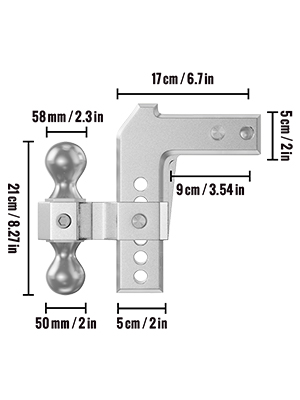 VEVOR Adjustable Trailer Hitch, Fits 2