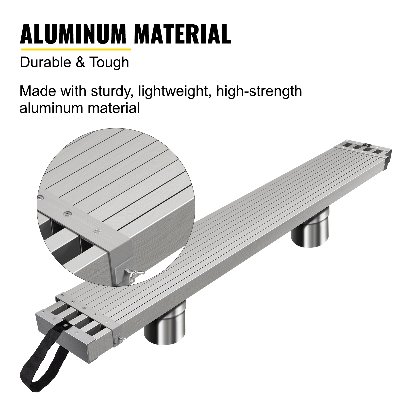 VEVOR Aluminum Work Plank, 6-9ft Telescoping Plank, 440lbs Capacity Aluminum Extension Plank, 12.5 inch Width, Aluminum Scaffolding Plank with Skid-Proof Platform Scaffold Ladder Accessory 