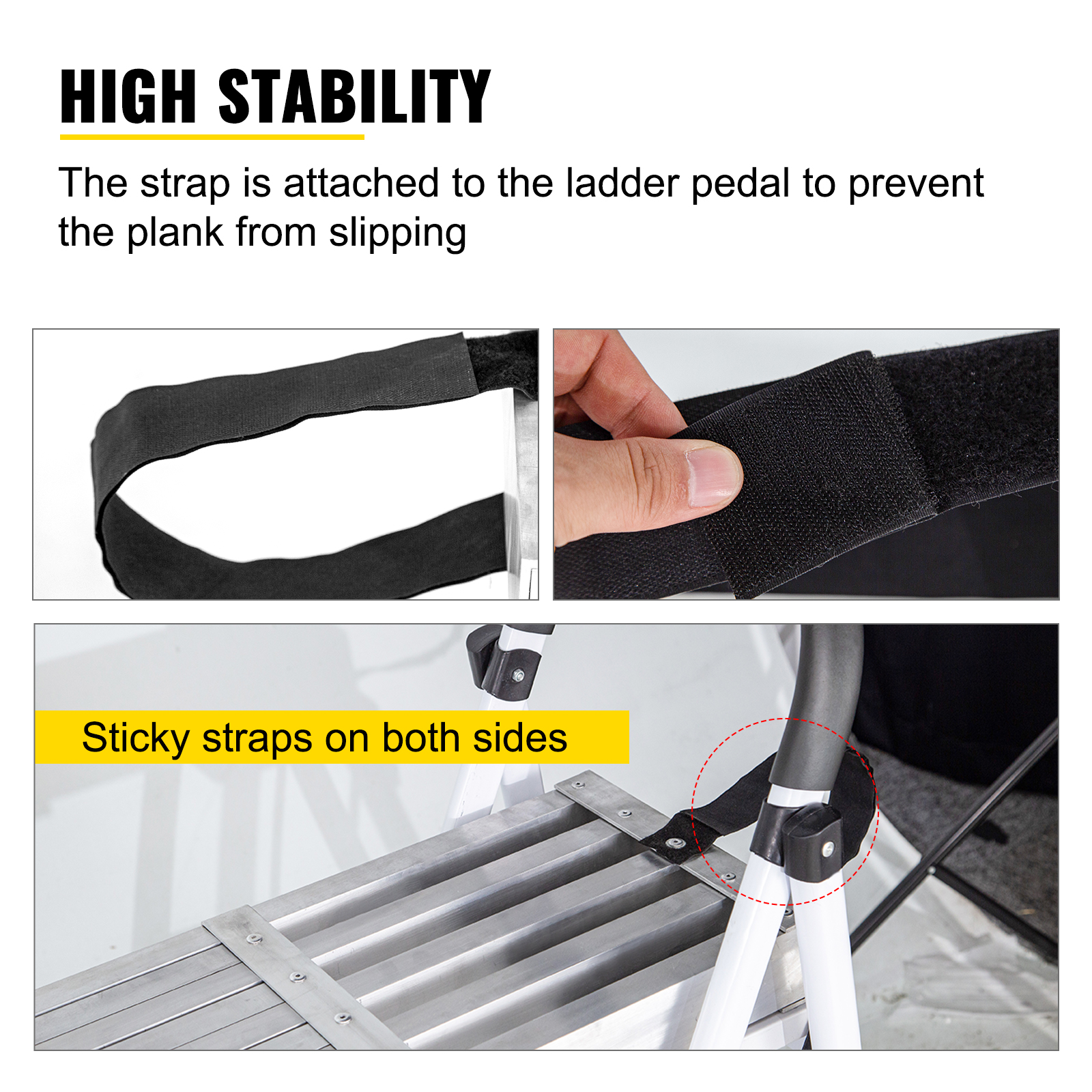 VEVOR Aluminum Work Plank, 6-9ft Telescoping Plank, 440lbs Capacity Aluminum Extension Plank, 12.5 inch Width, Aluminum Scaffolding Plank with Skid-Proof Platform Scaffold Ladder Accessory 