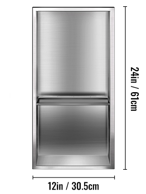 VEVOR Shower Niche Stainless Steel, 12'' x 24'' x 4'', Wall-inserted Niche Recessed, Easy to Install, Recessed Shower Shelf Modern and Elegant, Soap Niche Polished Finish for Shower/Bathroom