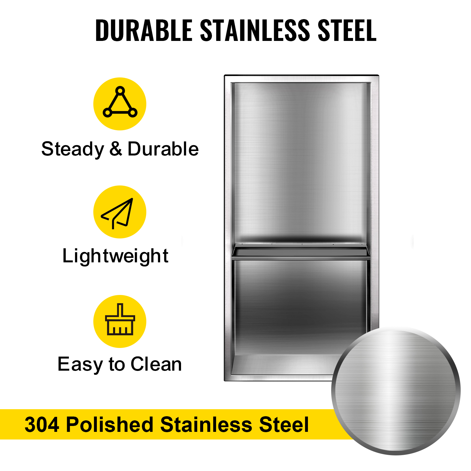 VEVOR Shower Niche Stainless Steel, 12”x24”x4” Shower Wall Niche Recessed,  Shower Niche Insert Easy to Install, Recessed Shower Shelf Modern and