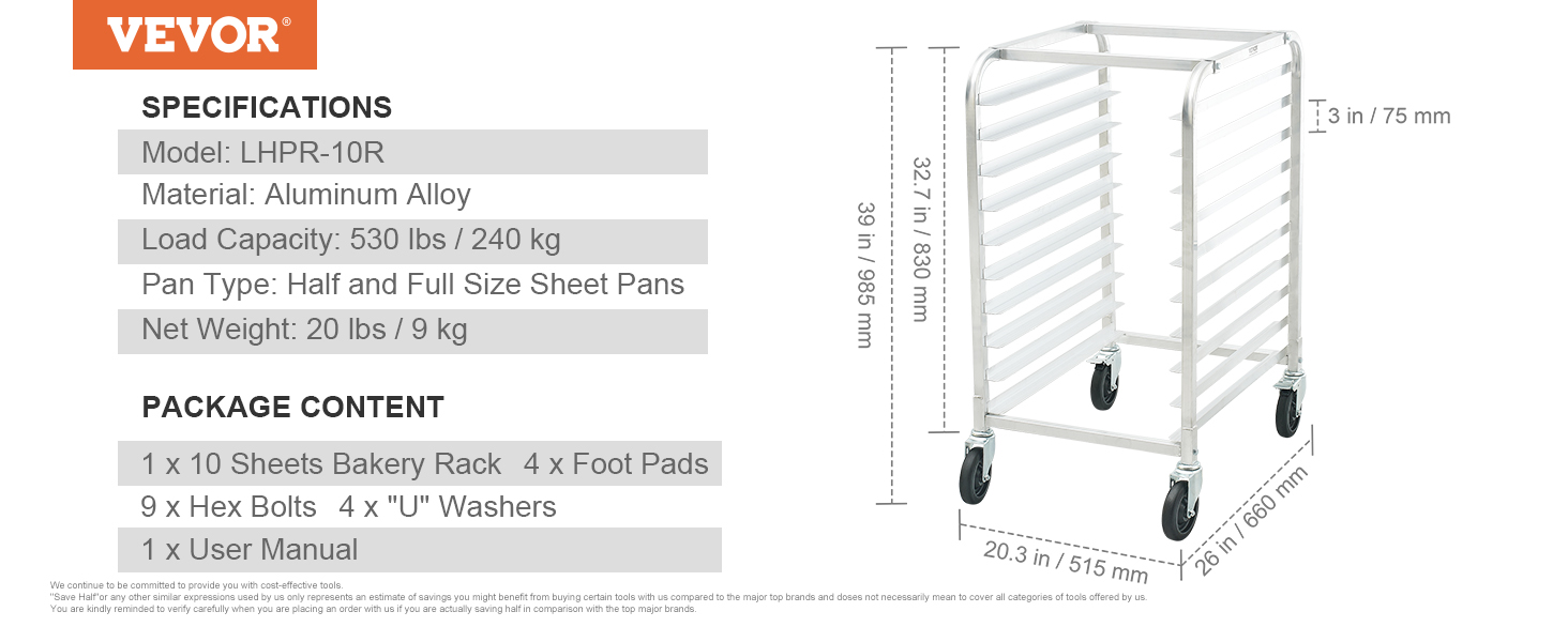 Heavy Duty 20-Tier End-Load Sheet Pan Rack with Brakes