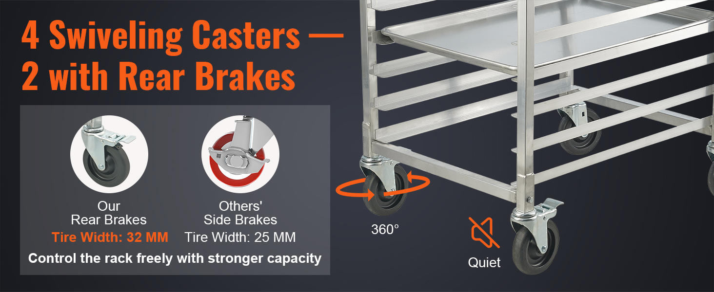 VEVOR Bun Pan Rack, 20-Tier Commercial Bakery Racks with Brake Wheels, Aluminum Racking Trolley Storage for Half & Full Sheet, Speed Rack For Kitchen Home, Bread Baking Equipment, 26"L x 20.4"W x 70"H