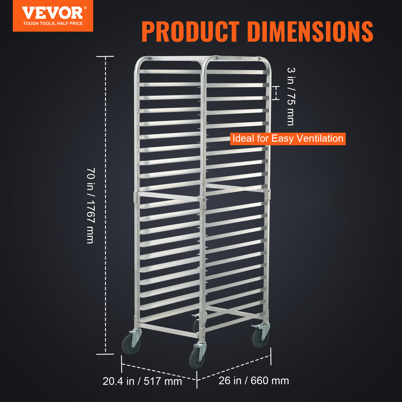 Sheet Pan Rack Commercial Bun Pan Rack – Holds 20 Sheet Pans