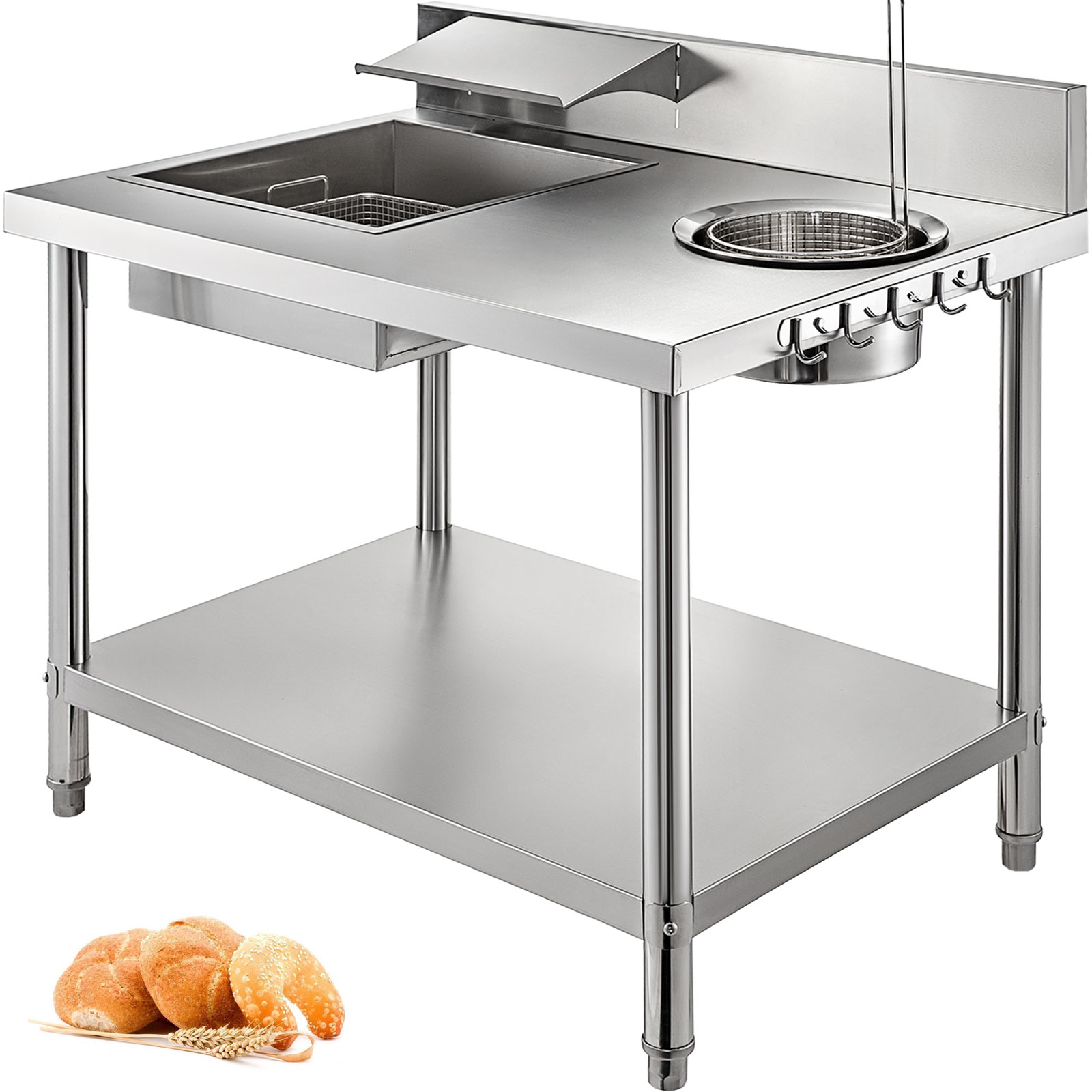 Breading Table 100x70x80cm Breader Station Fried Chicken Stainless ...