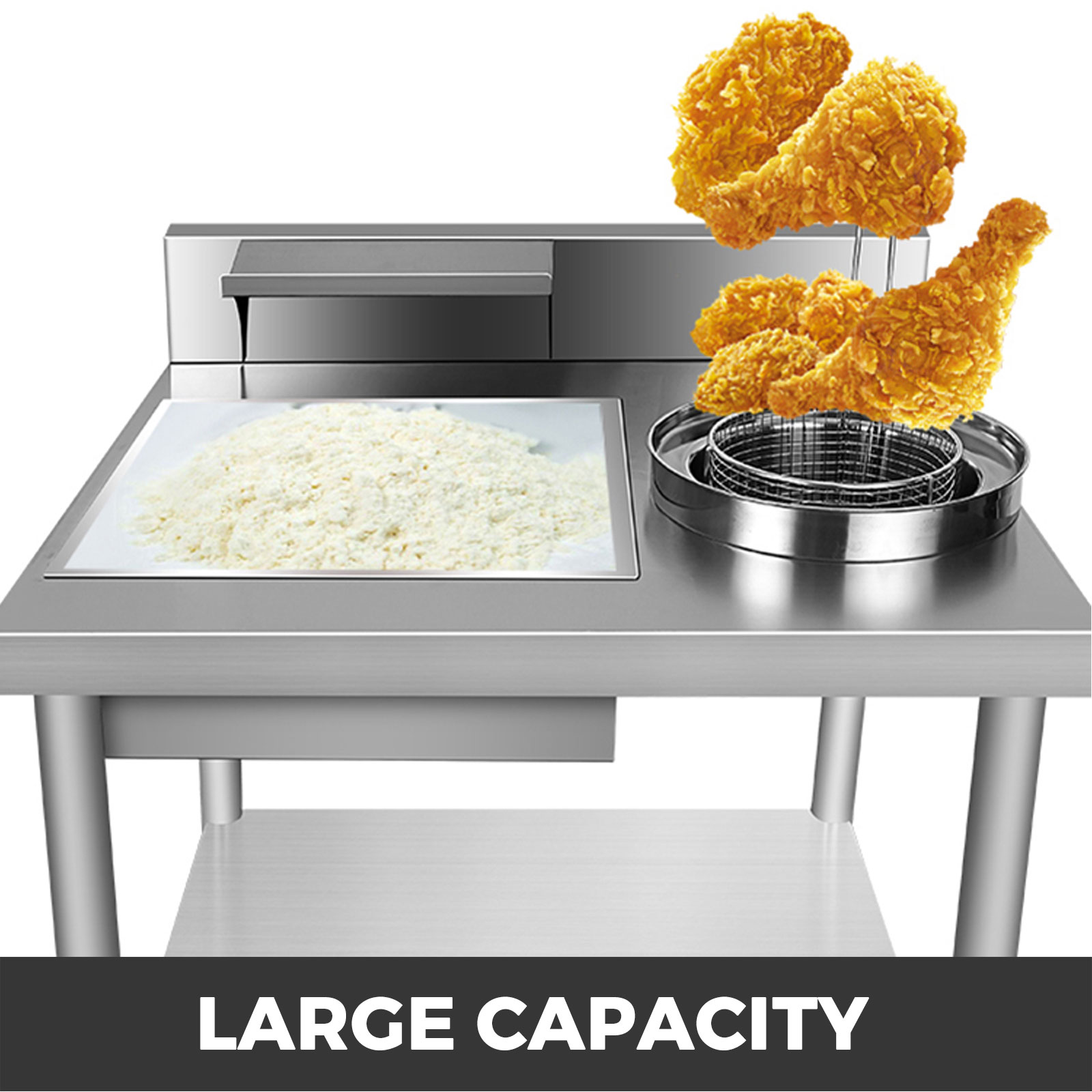 Breading Table 100x70x80cm Breader Station Fried Chicken Stainless