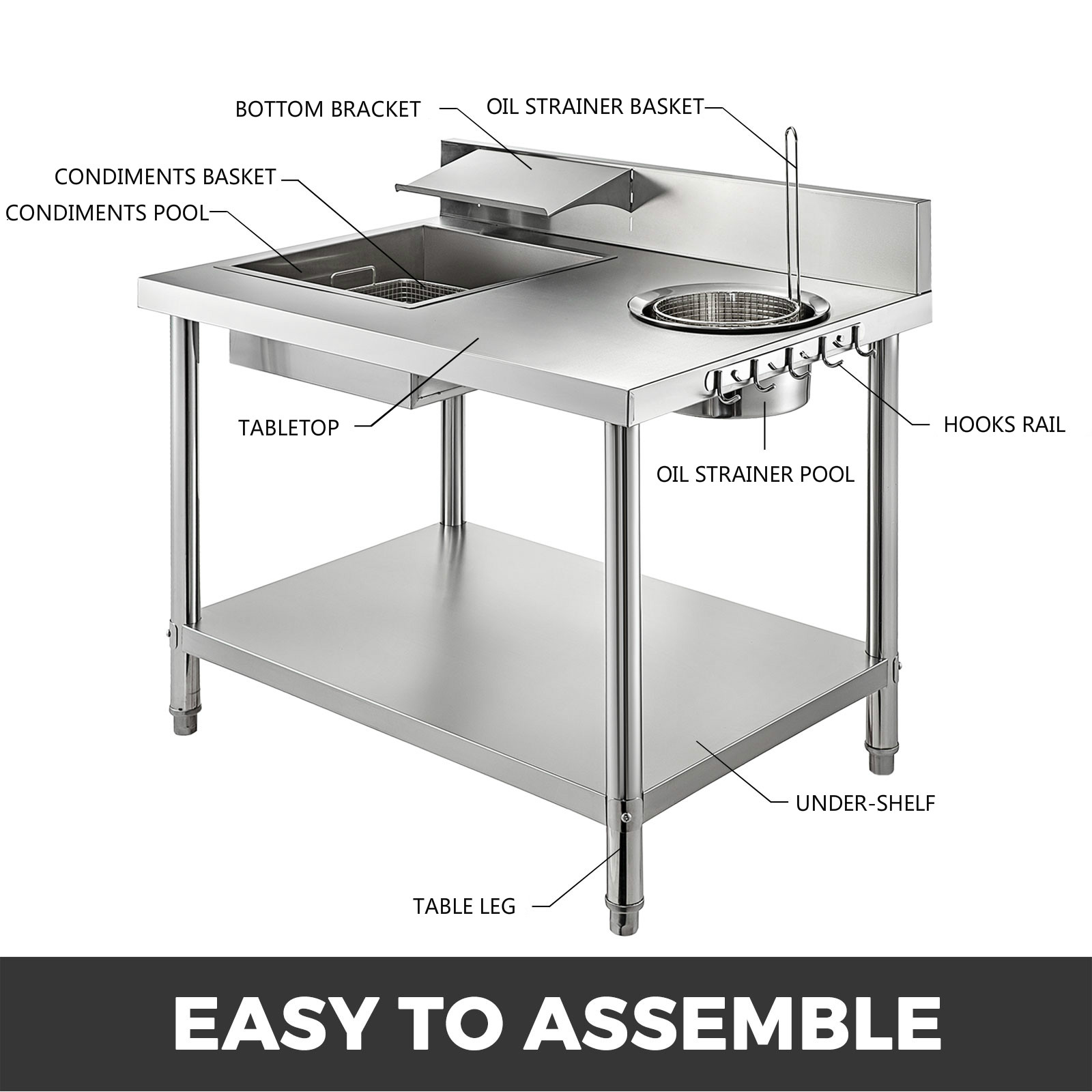 Breading Table 100x70x80cm Breader Station Fried Chicken Stainless