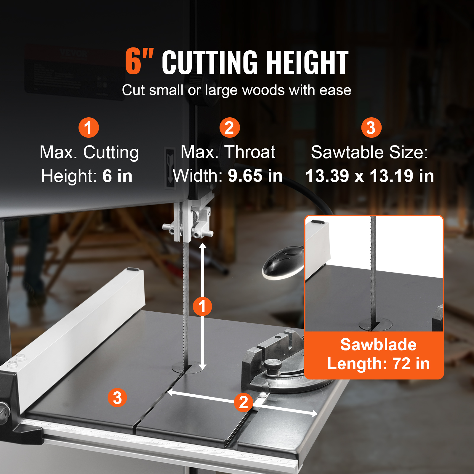 Band Saw with Stand Benchtop Bandsaw, 9.65 in/13.39 in Speed Adjustable - Produktbild 2
