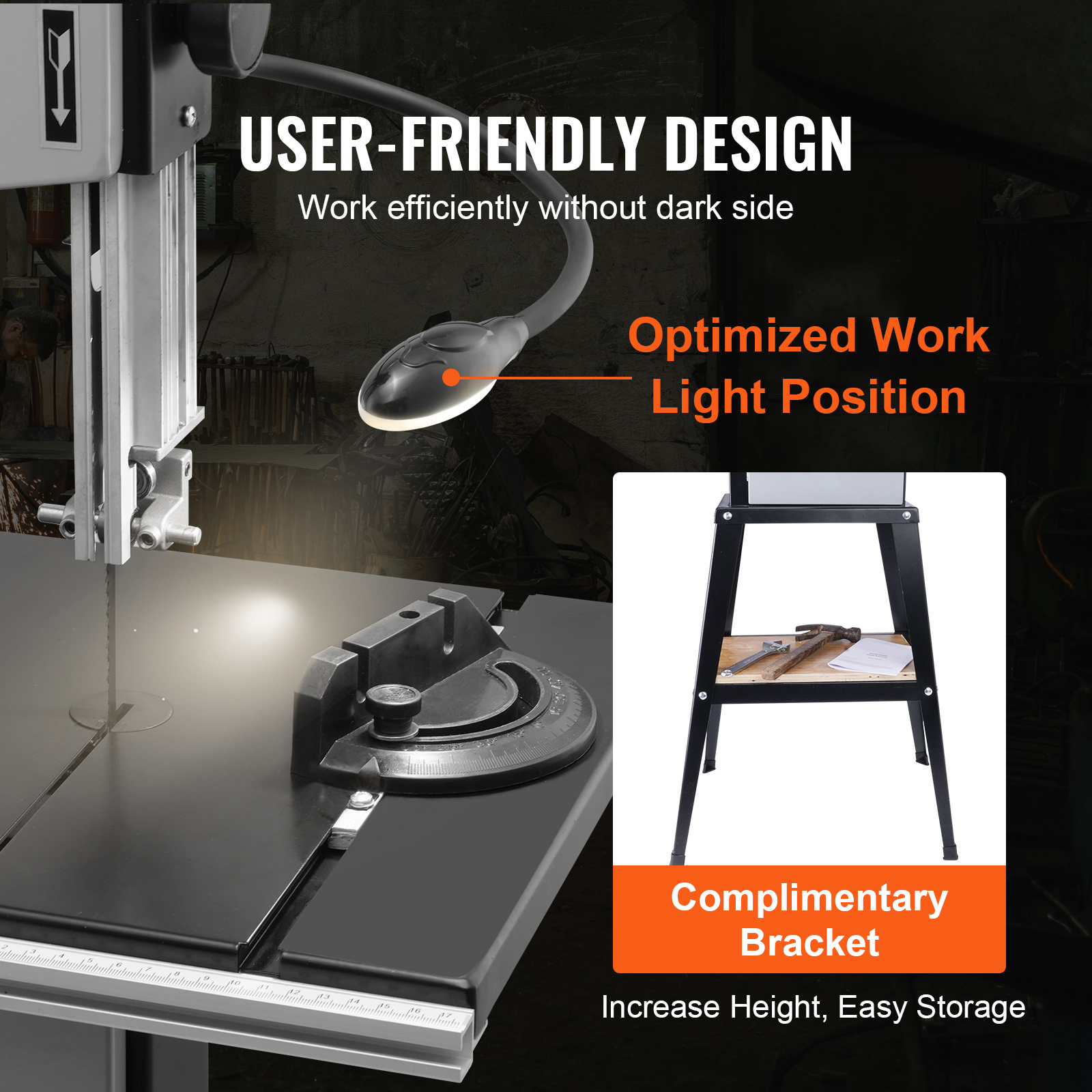 Band Saw with Stand Benchtop Bandsaw, 9.65 in/13.39 in Speed Adjustable - Produktbild 5