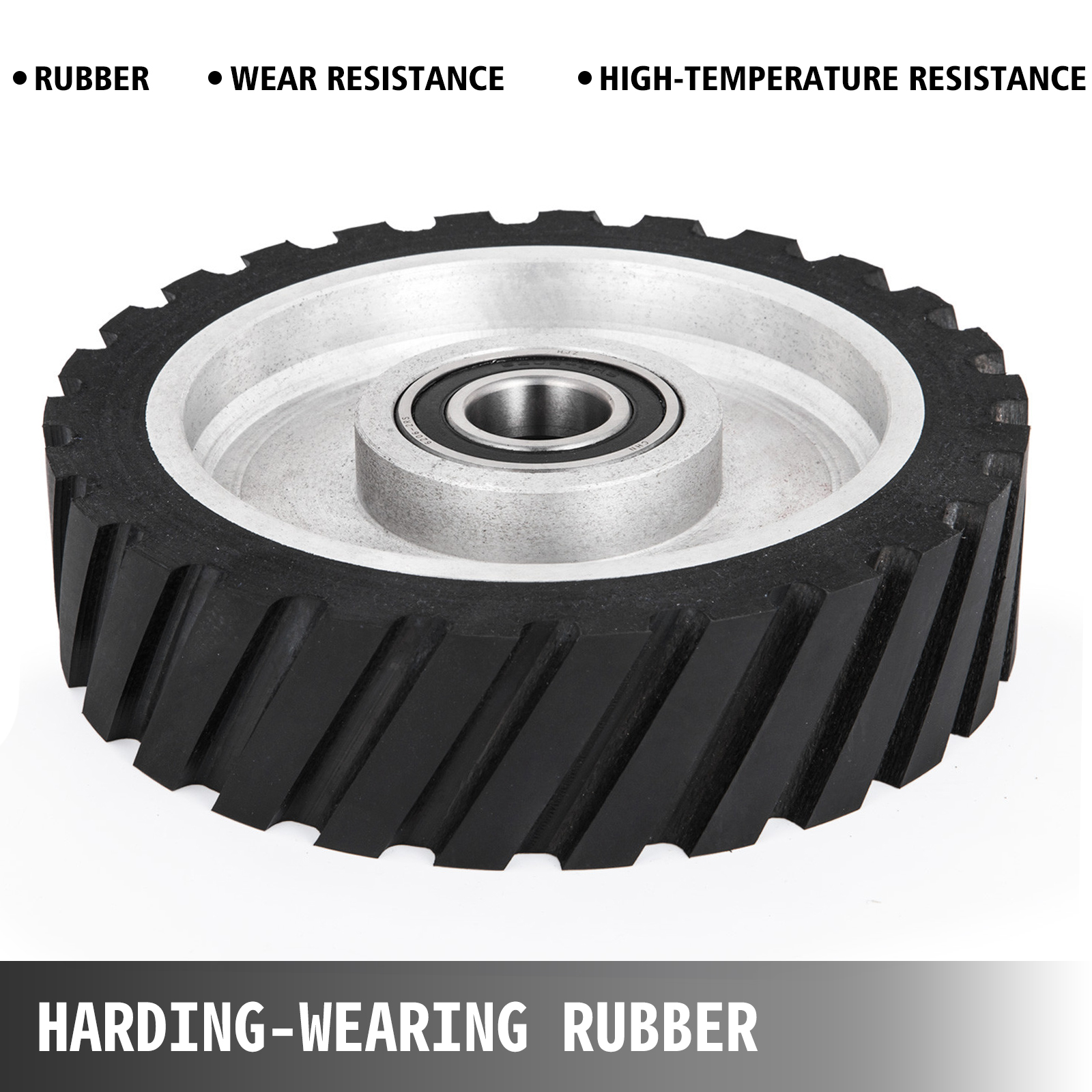 VEVOR 10x2inch Belt Grinder Rubber Wheel Serrated Rubber Contact Wheel