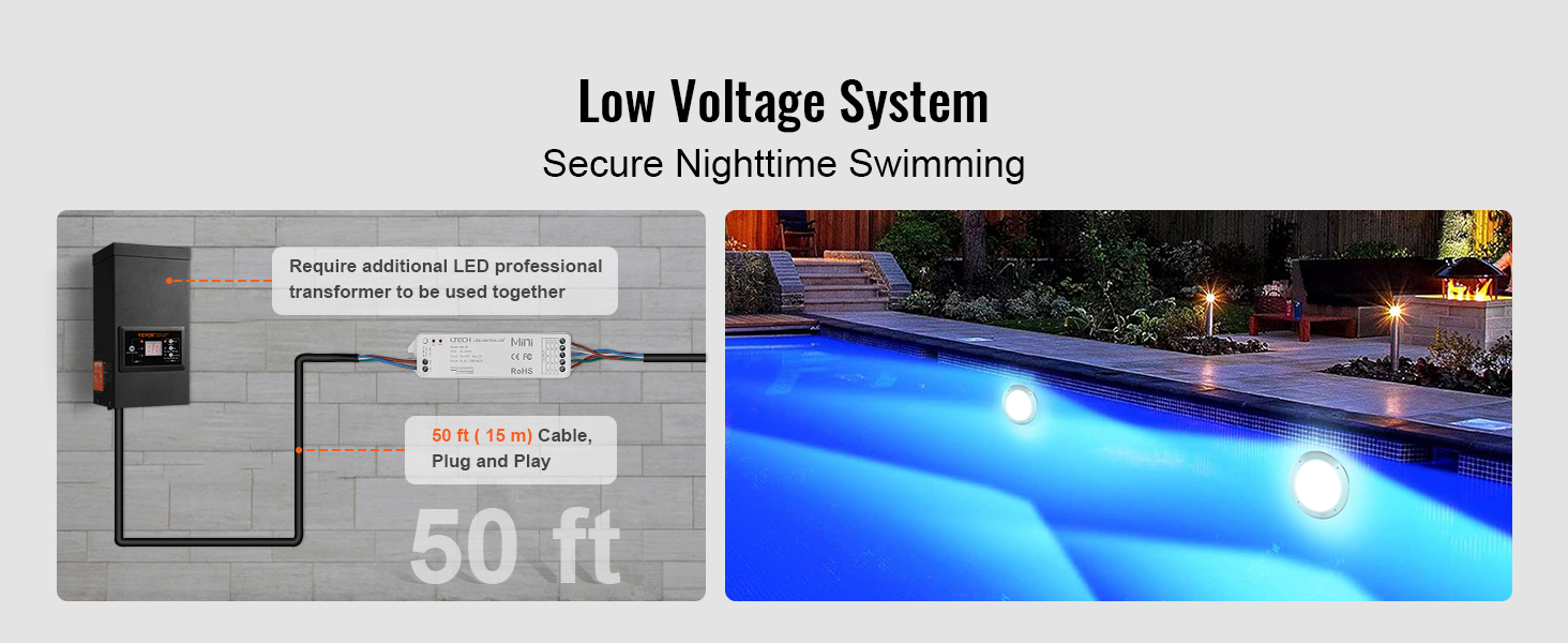 VEVOR 12V LED Pool Light, 10 Inch 40W, RGBW Color Changing Inground  Swimming Pool Spa Light