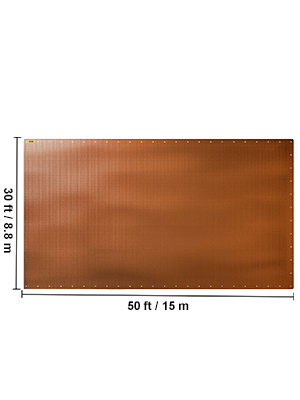 VEVOR Bache étanche Polyéthylène 0,4 mm Couverture Robuste Extérieure  Indéchirable 8,8x15 m Tissages 16x16 Bords Renforcés Protection pour  PisCône Camion Camping-Car Bateau Toit Tente Camping Marron