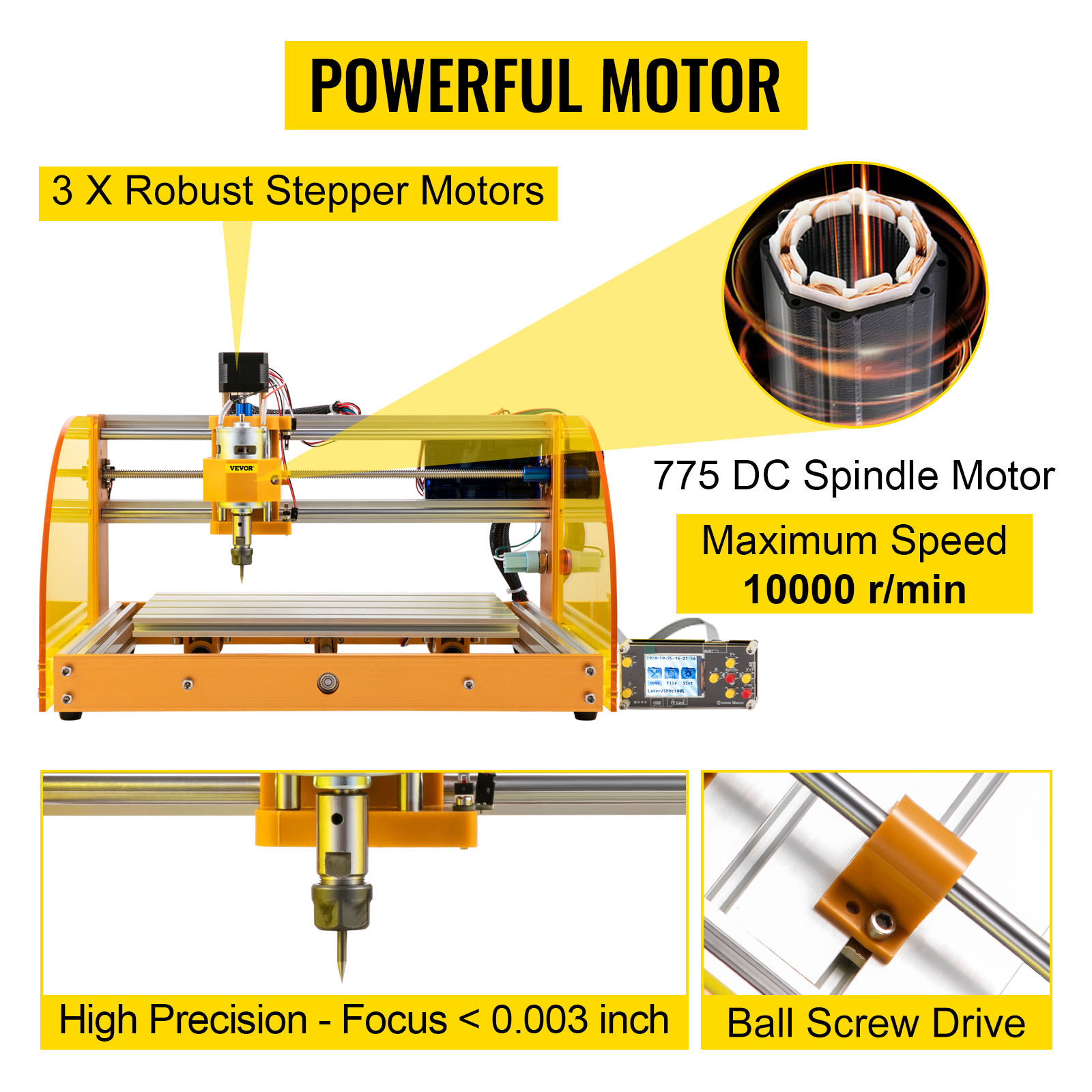VEVOR CNC 3018-PRO Router Machine 3 Axis GRBL Control with Offline  Controller Plastic Acrylic PCB PVC Wood Carving Milling Engraving Machine  XYZ