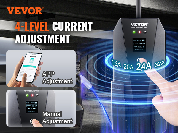 VEVOR Level 2 Portable EV Charger, 32 Amp 240V, Electric Vehicle Charger  with 28 ft Charging