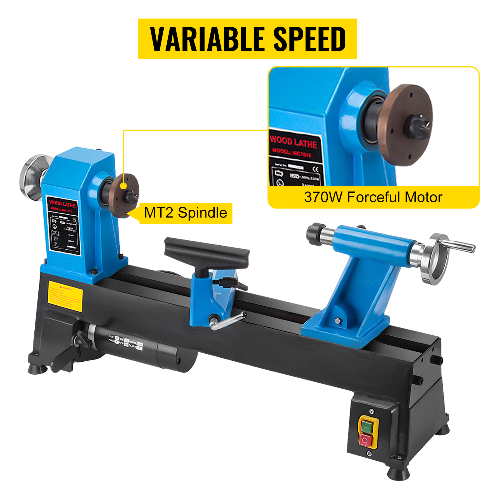 5 SPEED BENCH TOP WOOD LATHE 10" x 18" HEAVY DUTY CAST IRON UP to 3200 RPM's 