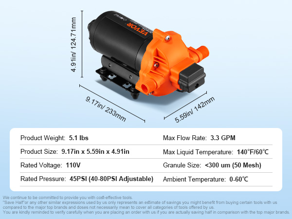 SEAFLO Bomba de presión de agua 12v 3.0 GPM 45 PSI