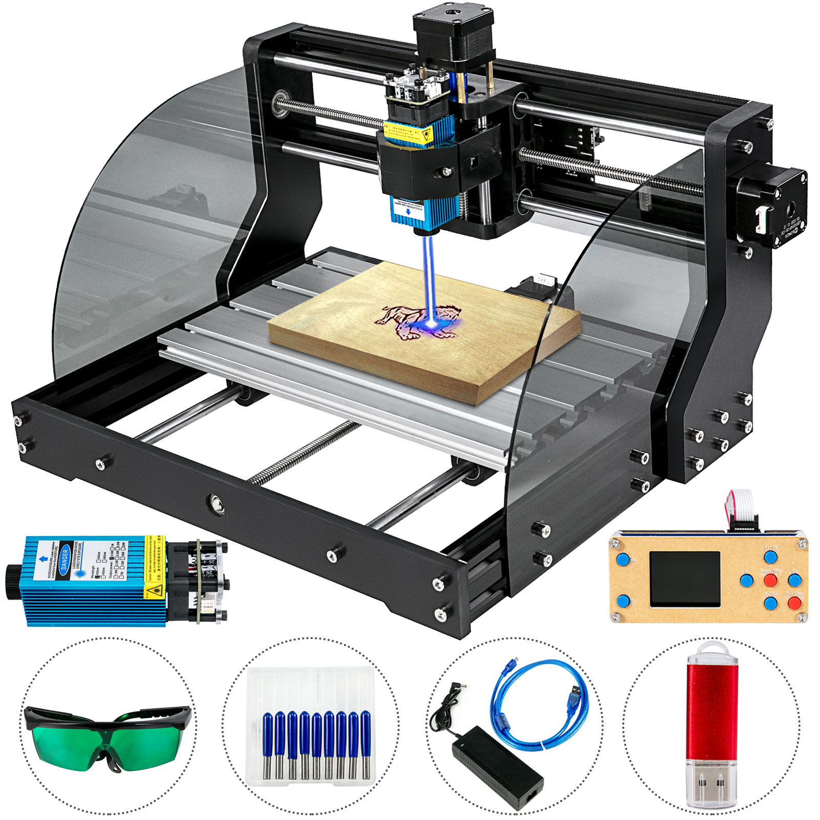 3018 Pro CNC Router 5500mw Laser Engraver Cutter with Offline Controller Wood 