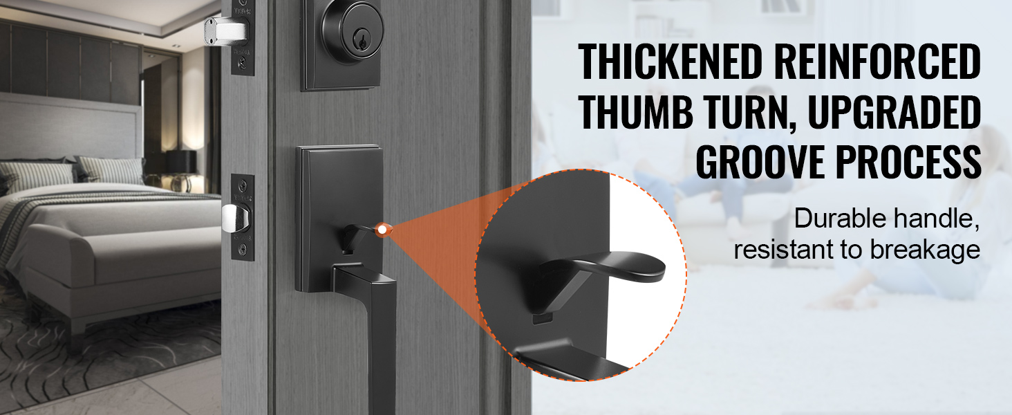 Reinforced thumb turn and lever detail