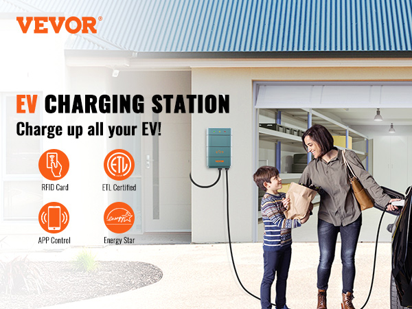 VEVOR EV Charger Level 2 32 Amp Portable Charging Station with 25 ft. J1772  Cable NEMA 14-50 Plug for Electric Cars CDQSMC32AACLEIE6CV4 - The Home Depot