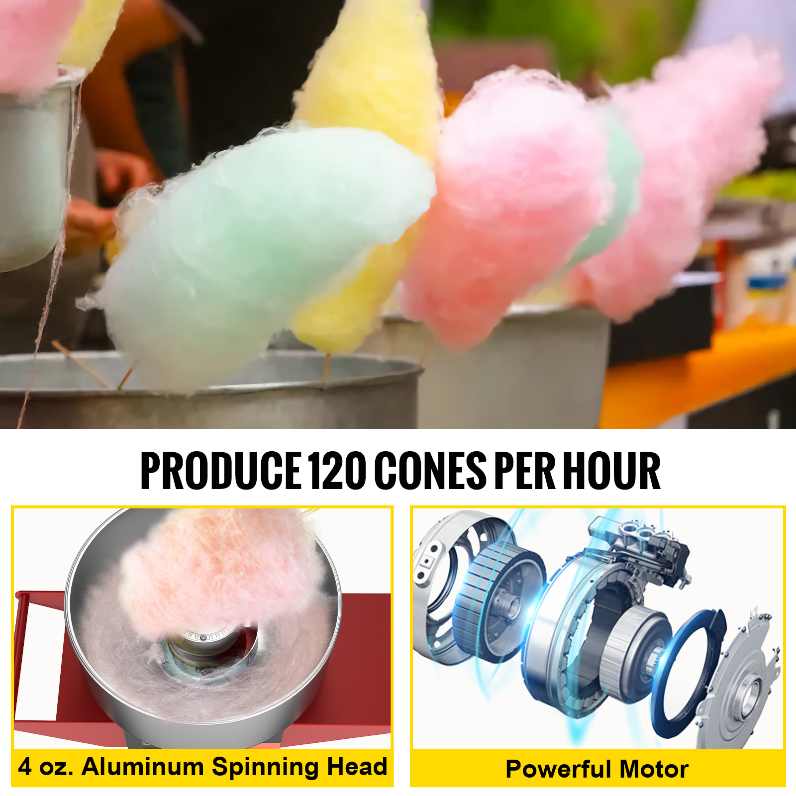 Kacsoo Cotton Candy Machine,Cotton Candy Floss Maker Machine,Electric Cotton Candy Maker Candy Floss Machine,Candy Floss Machine Electric Cotton Candy Maker for Kitchen DIY Children Christmas Xmas 