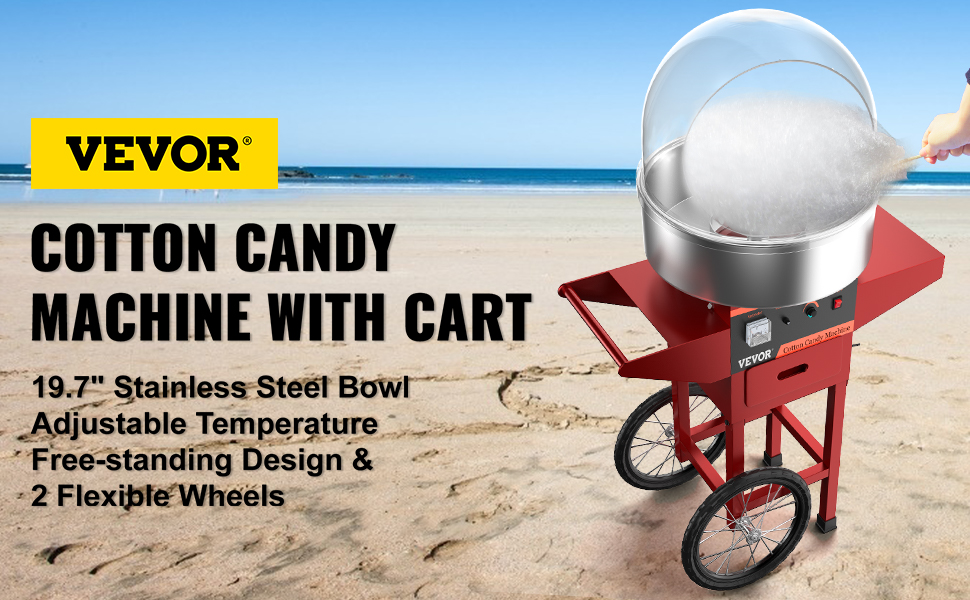 Vevor Commercial Cotton Candy Machine Sugar Floss Maker With Cart Cover ...