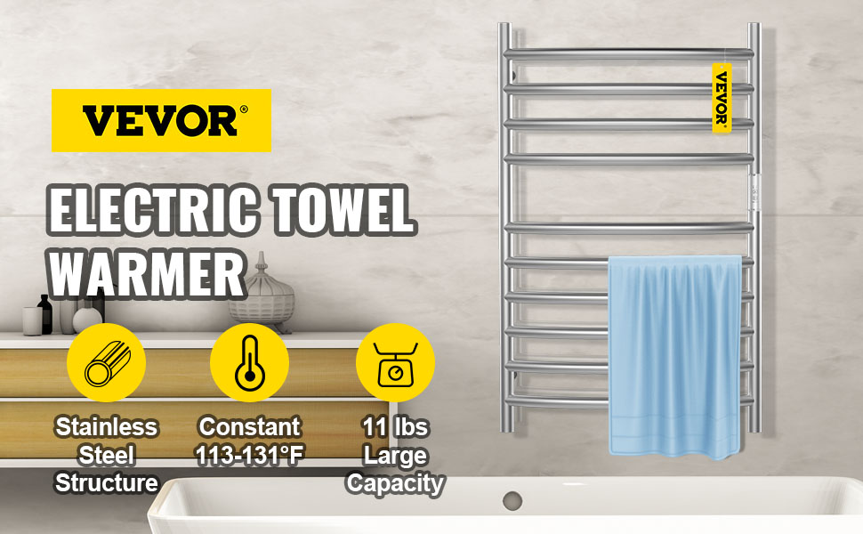  Towel Warmer, Electric Heated Towel Rack with Timer, 10 Square  Bars Wall Mounted 304 Stainless Steel Waterproof Electric Drying Rack  Polishing (Hardwired) : Home & Kitchen