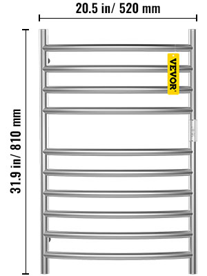 VEVOR Heated Towel Rack, 10-Bar Curved Design, Wall-Mounted Electric Towel Drying Rack with Built-in Timer, Polishing Brushed Stainless Steel for Bath, Plug-in/Hardwired, UL Certified, Silver
