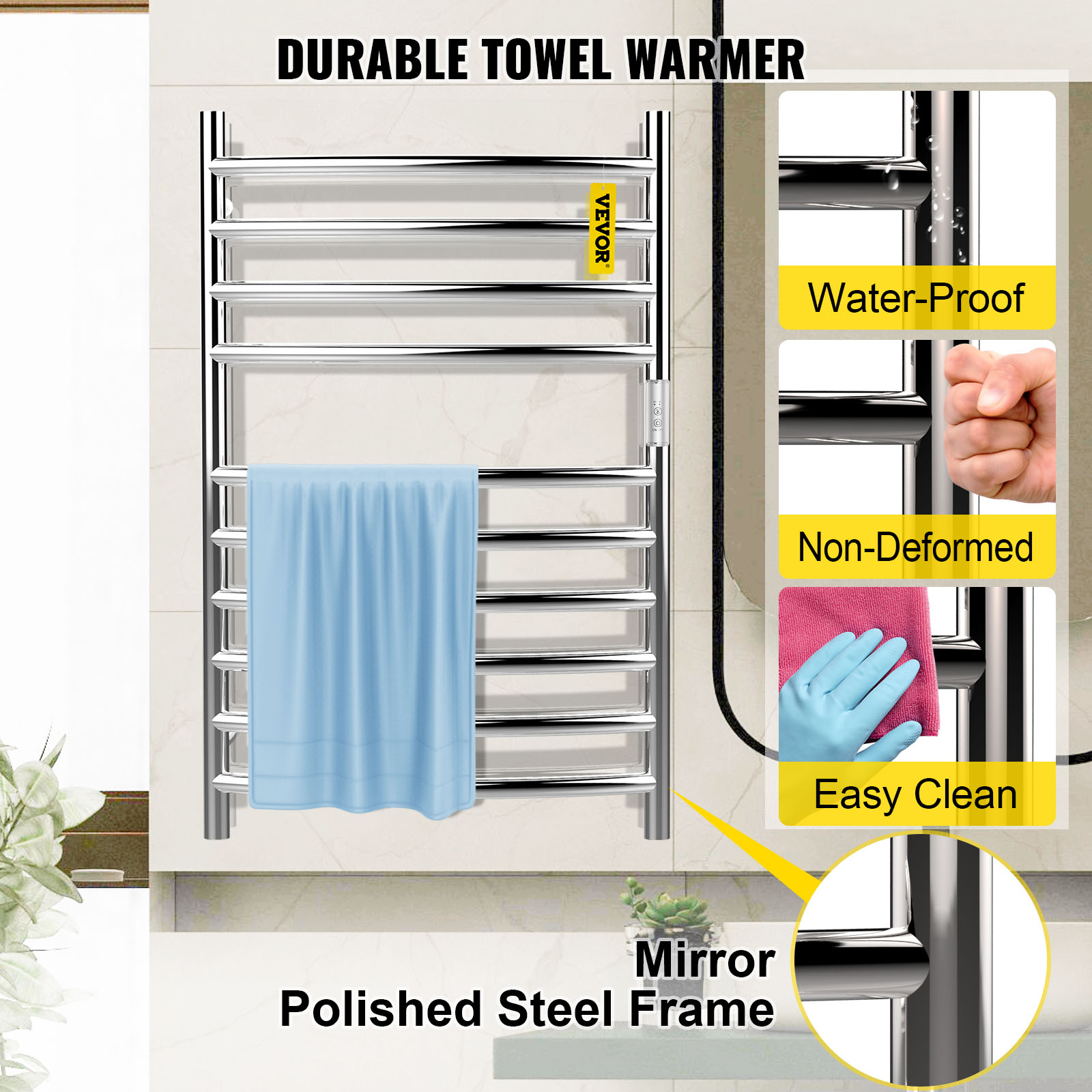 Dropship VEVOR Heated Towel Rack, 12 Bars Design, Mirror Polished Stainless  Steel Electric Towel Warmer With Built-in Timer, Wall-Mounted For Bathroom,  Plug-in/Hardwired, UL Certificated, Silver to Sell Online at a Lower Price