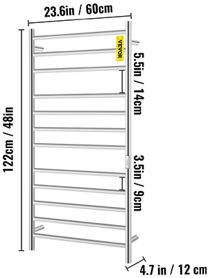 VEVOR Heated Towel Rack, 12-Bar Towel Warmer Rack, Wall Mounted Electric Towel Warmer, Electric Towel Drying Rack with Timer, Polished Stainless Steel Heated Towel Warmer for Bath, Plug-in/Hardwired