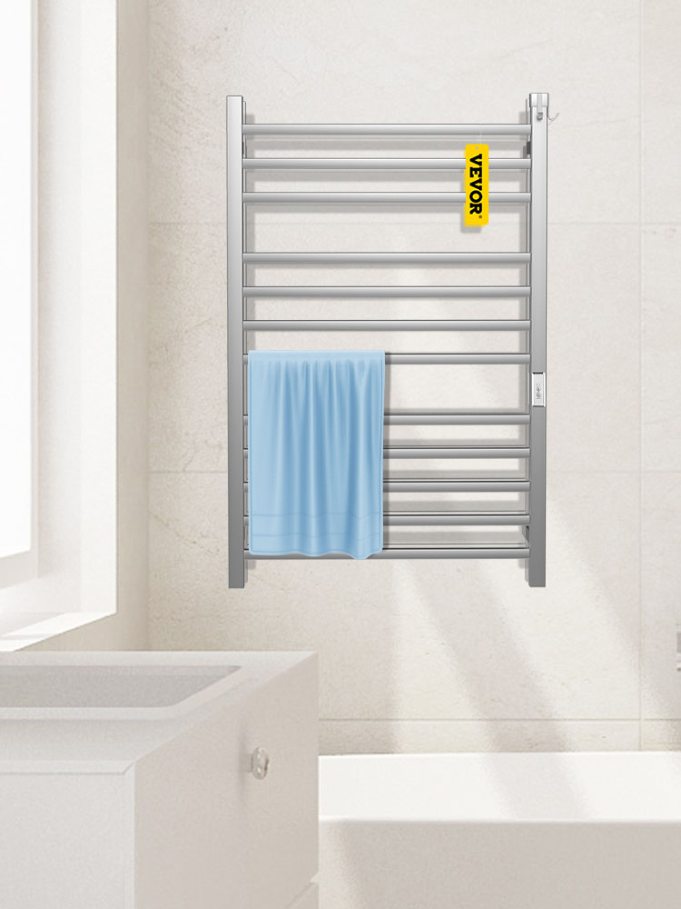 Heated Towel Rack,12-Bar,Silver