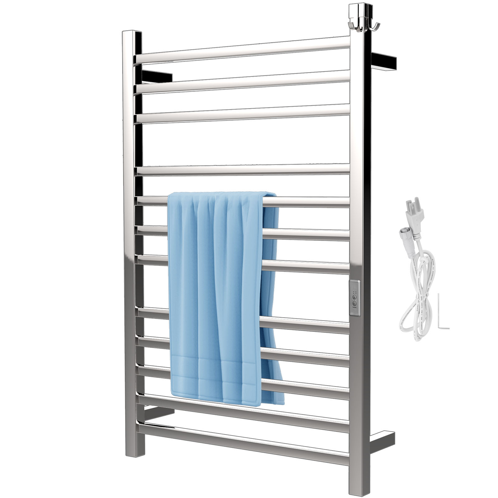 Calentador de toallas montado en la pared para baño, toallero eléctrico con  calefacción, 4 barras, calentador de toallas de baño, toallero eléctrico