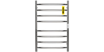 VEVOR Heated Towel Rack, 8 Bars Curved Design, Mirror Polished Stainless Steel Electric Towel Warmer with Built-in Timer, Wall-Mounted for Bathroom, Plug-in/Hardwired, UL Certificated, Silver