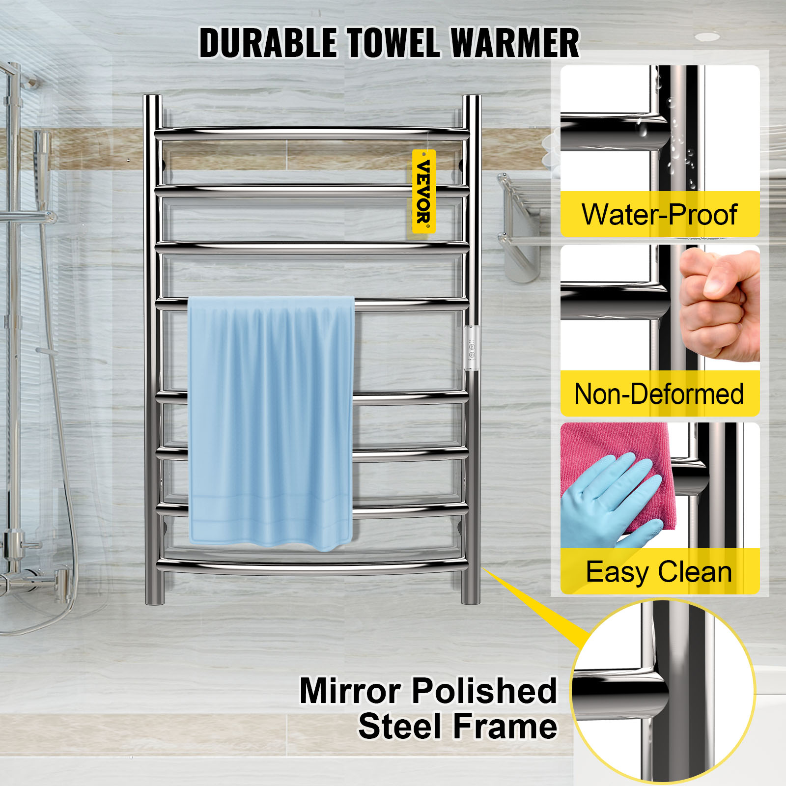 Secador de toallas eléctrico inteligente plegable para baño, calentador  montado en la pared, aparato de calefacción de fibra de carbono