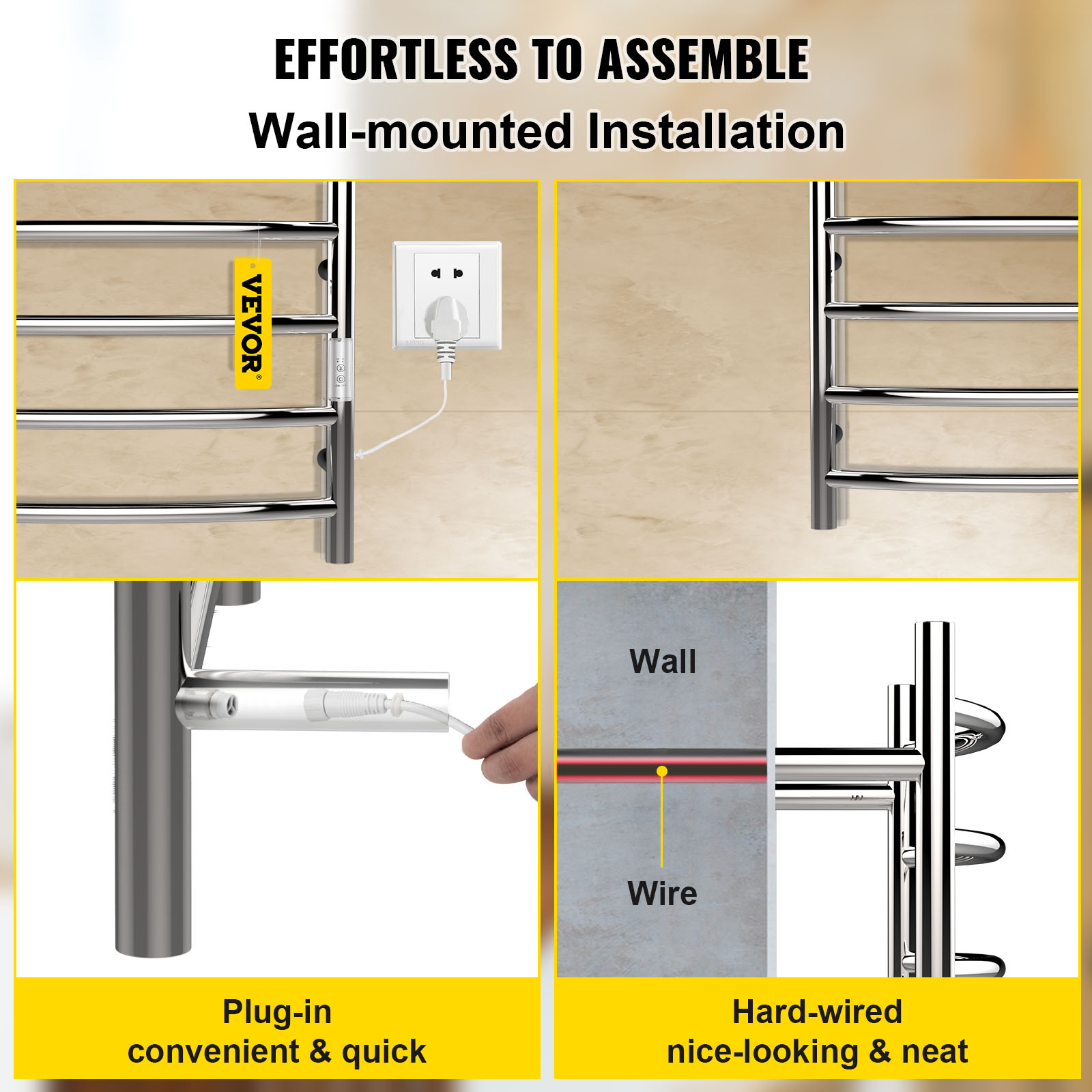 VEVOR VEVOR Heated Towel Rack Electric Clothes Heater 8 Bars 800 x 610